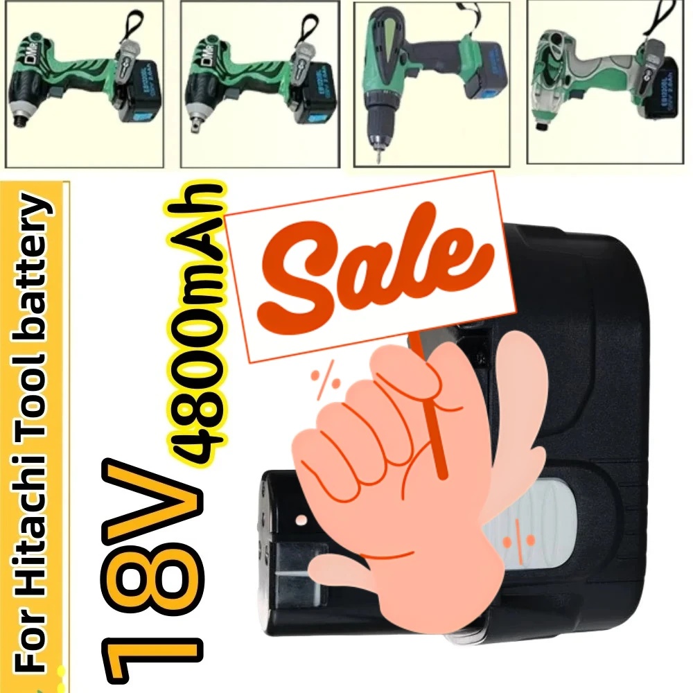 

Rechargeable Power Tool Battery 18V 4800mAh Battery for HITACHI 4.8Ah BCL1815 BCL1830 EBM1830 EBM1840