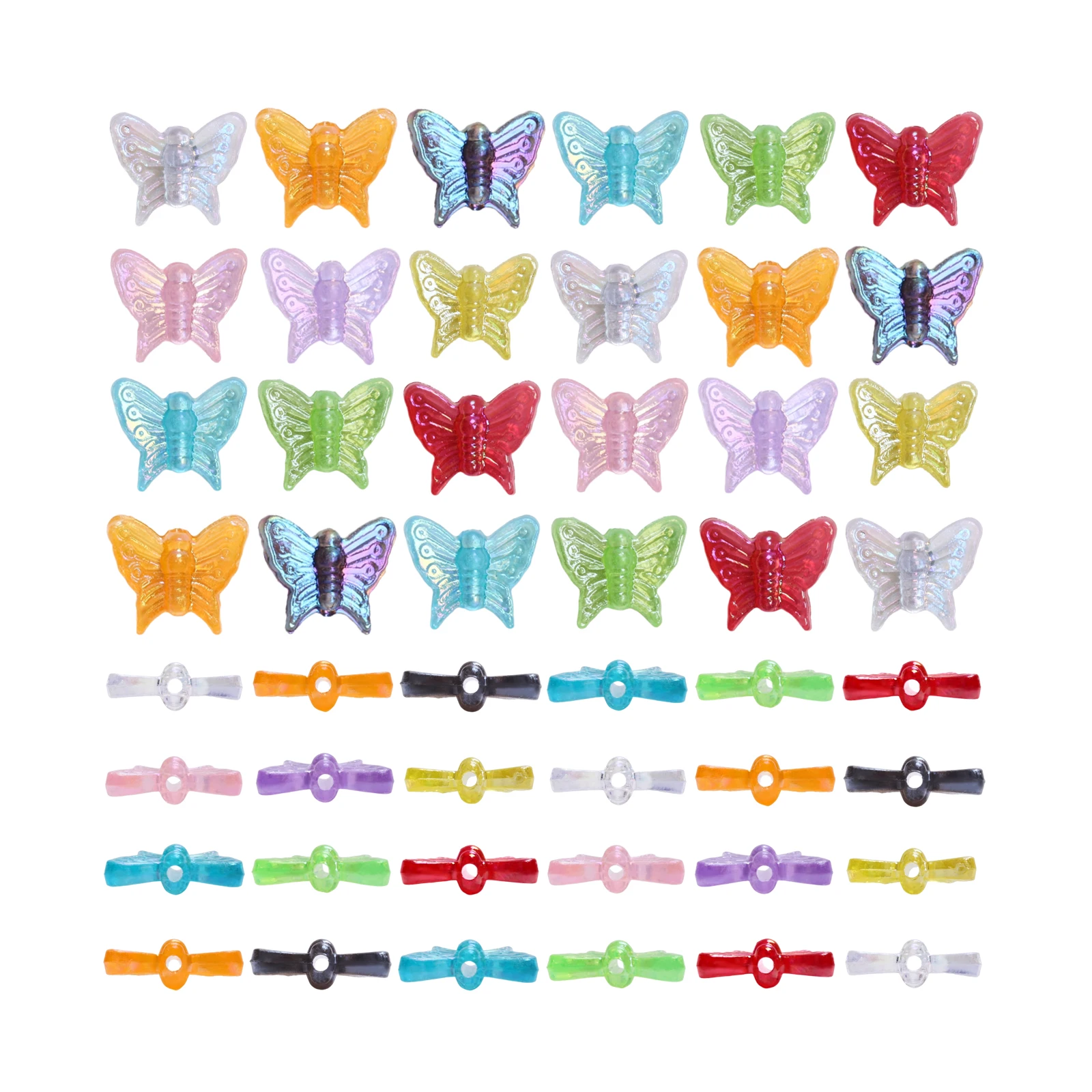 20pcs/lot AcrylicAB Color Loose Spacer Butterfly Beads Bracelet Necklace Pendant For DIY Jewelry Making Finding Accessories