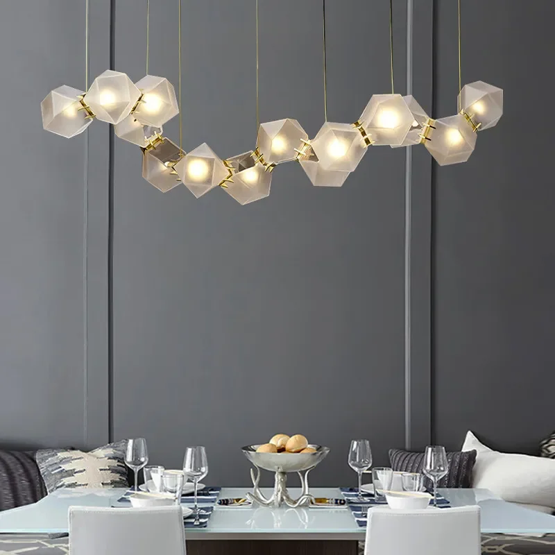 Nordic Designer Glass Chandelier Store Checkout Page Front Desk Clothing Shop Restaurant Dining Table Bar Lamp