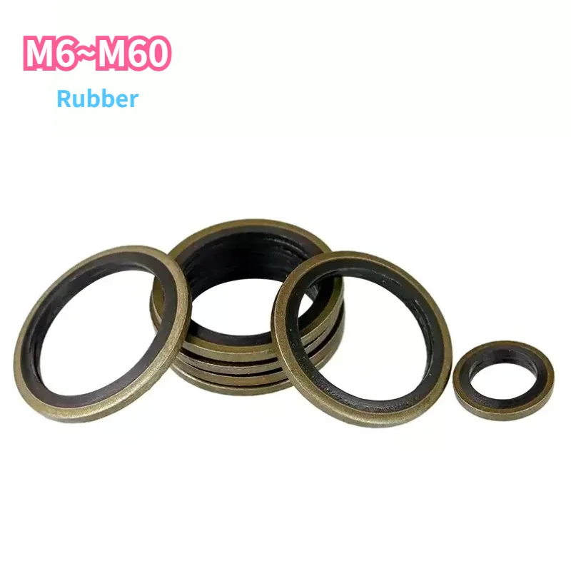 Sealing O-ring Gasket Metal Oil seal Rubber Composite Gasket Set Washer Metal Rubber Oil Drain Plug Set M6 M8 M10M12 M14M16 ~M60