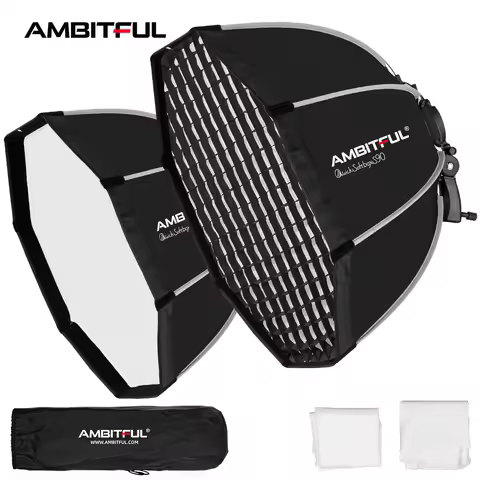 Ambitful 65cm 90cm Speedlite Portable Octagon Umbrella Softbox + Honeycomb Grid Outdoor Flash Soft Box for Godox yongnuo sidande