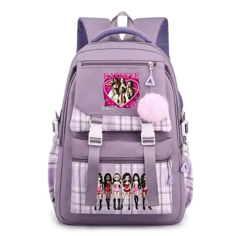 mochila Katseye Backpack Women Teenage Large Capacity Outdoor Travel Bagpack Multi-function Cartoon Students School Bags