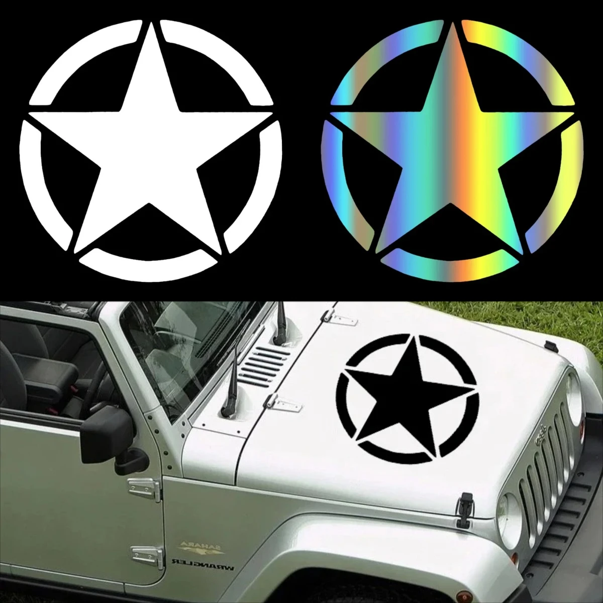

Military Star Car Decal Waterproof Vinyl Sticker for Truck SUV Motorcycle Rear Window Bumper Auto Body Decoration