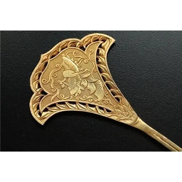 Copper Plated Chisel Engraved Restoration of Tang Dynasty Hairpin Hanfu Accessories Antique Jewelry Wedding Bride Headwear
