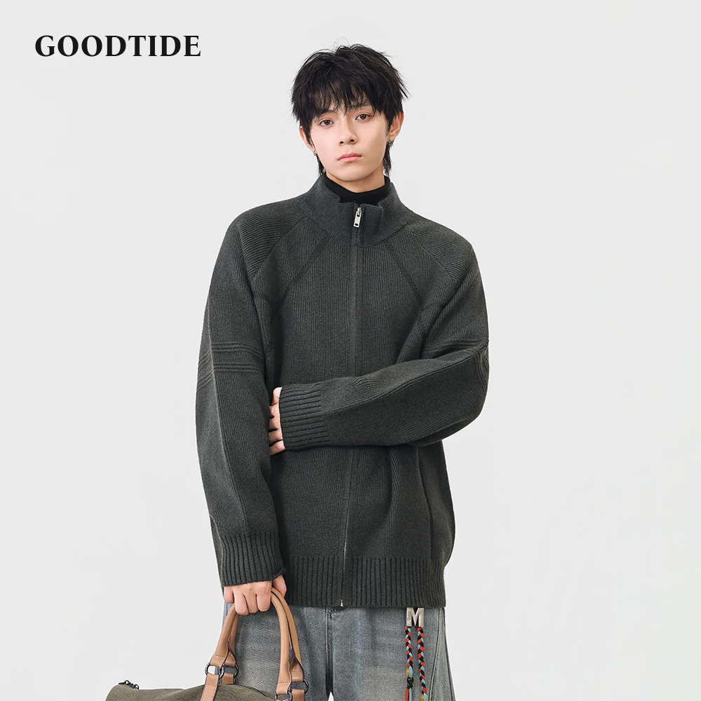 Fashion Men's Casual Open Front Cardigan 2025 Winter New Ribbed Knitted Jacket Comfortable Soft Long Sleeve Outerwear Top