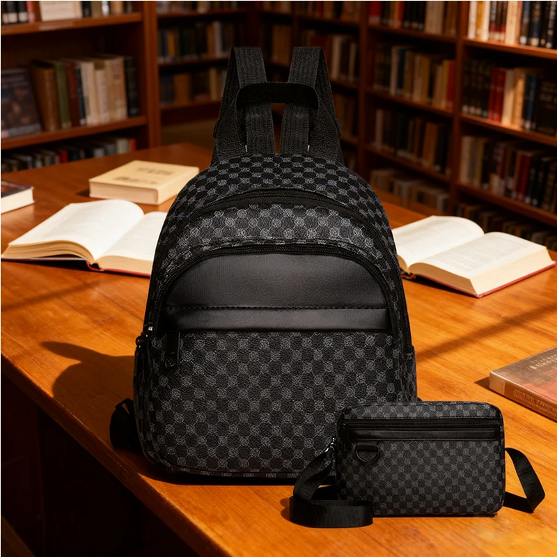 big black faux leather backpack Women Black Travel Backpack Rucksack Faux-Leather Bag