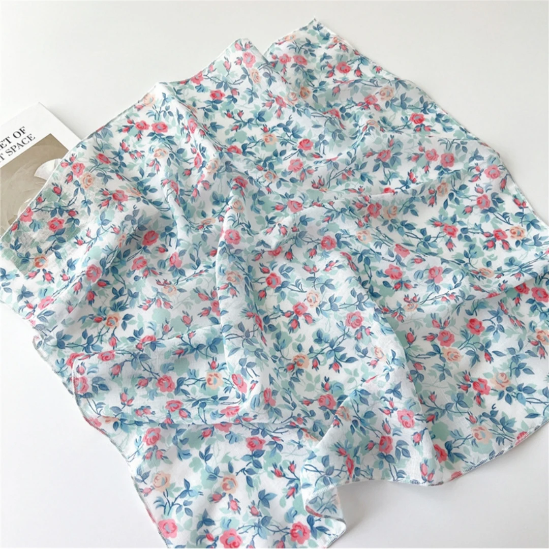 

Spring Autumn Scarf Chic Fashion Neck Scarf Bandana For Women Lightweight Cotton Linen Square Scarf For Light Shawl Hair Tie Bag