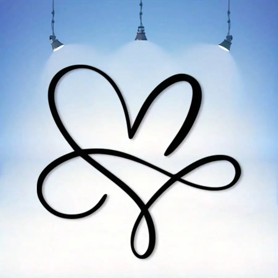 Metal Wall Art Infinity Heart Retro Iron Weather Resistant Rustic Hanging Decor for Couple Valentine Christmas Gift