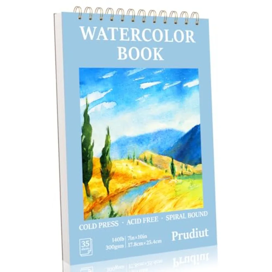 

35 Sheets Watercolor Paper Pad, 140 lb/300 GSM Cold Press Water Color Paper Spiral Bound Watercolor Sketchbook for Art Patg, Jo
