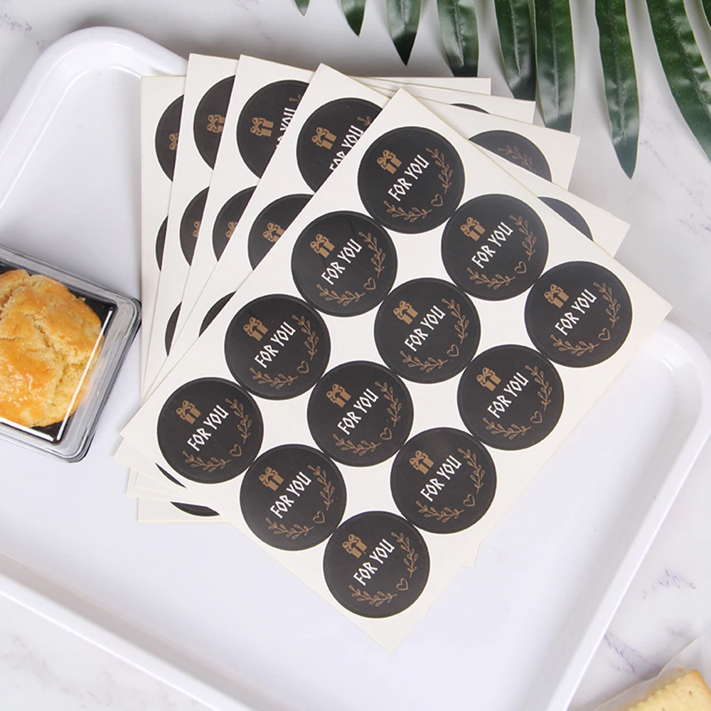 60pcs Cute For You Seal Sticker Round Black Seal Sticker Mutifunction DIY Decorative Gifts Package Labels For Baking