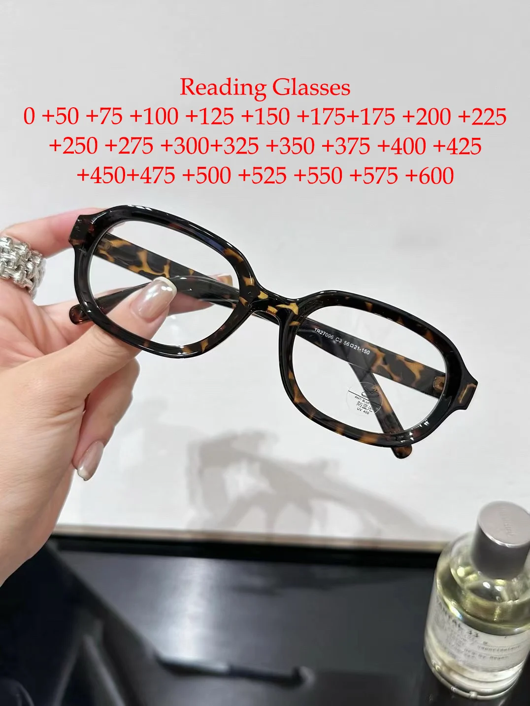 Oval Frame Leopard Print Glasses for Myopia Women Can Be Equipped with Prescription Glasses Frames Without Makeup Artifact Retro Anti-Blue Light Reading Glasses