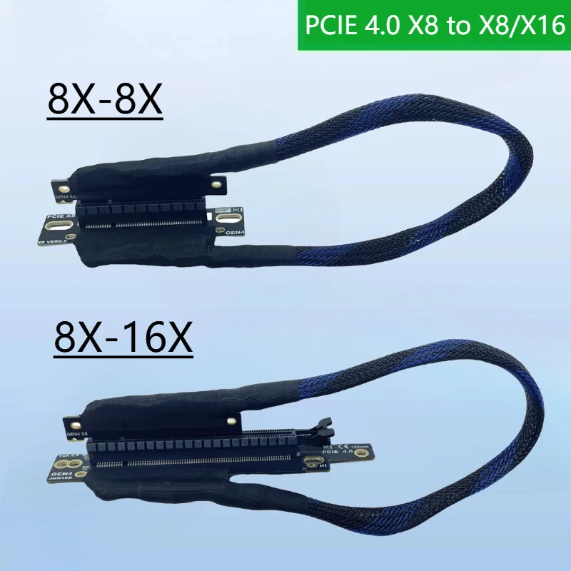 PCIe 4.0 X8 to X8/X16 GPU Bending Extension Cable Silver-Plated Wire AI Server Riser Cable PCI-E 16GB\S GEN 4 for Graphics Cards
