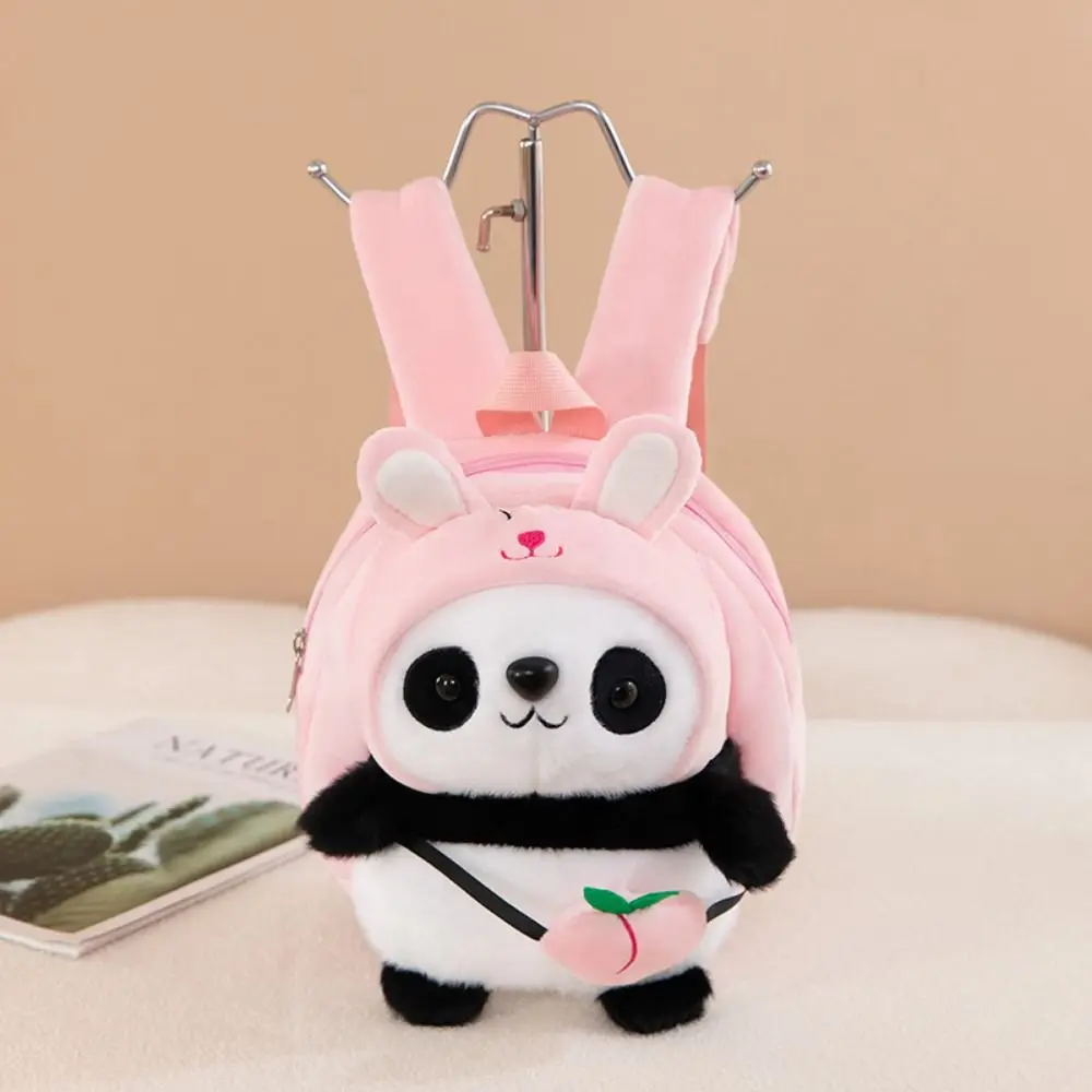 Big Capacity Panda Plush Backpack Animal Cartoon Large Capacity Panda Avocado Bag Fashion Stuffed Panda Plush Bag Couple