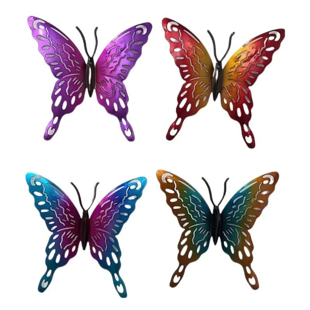 

4Pcs Iron Butterfly Wall Art Hanging Creative Cute Butterflies Sculpture Ornaments Exquisite Waterproof Animal Statues Yard