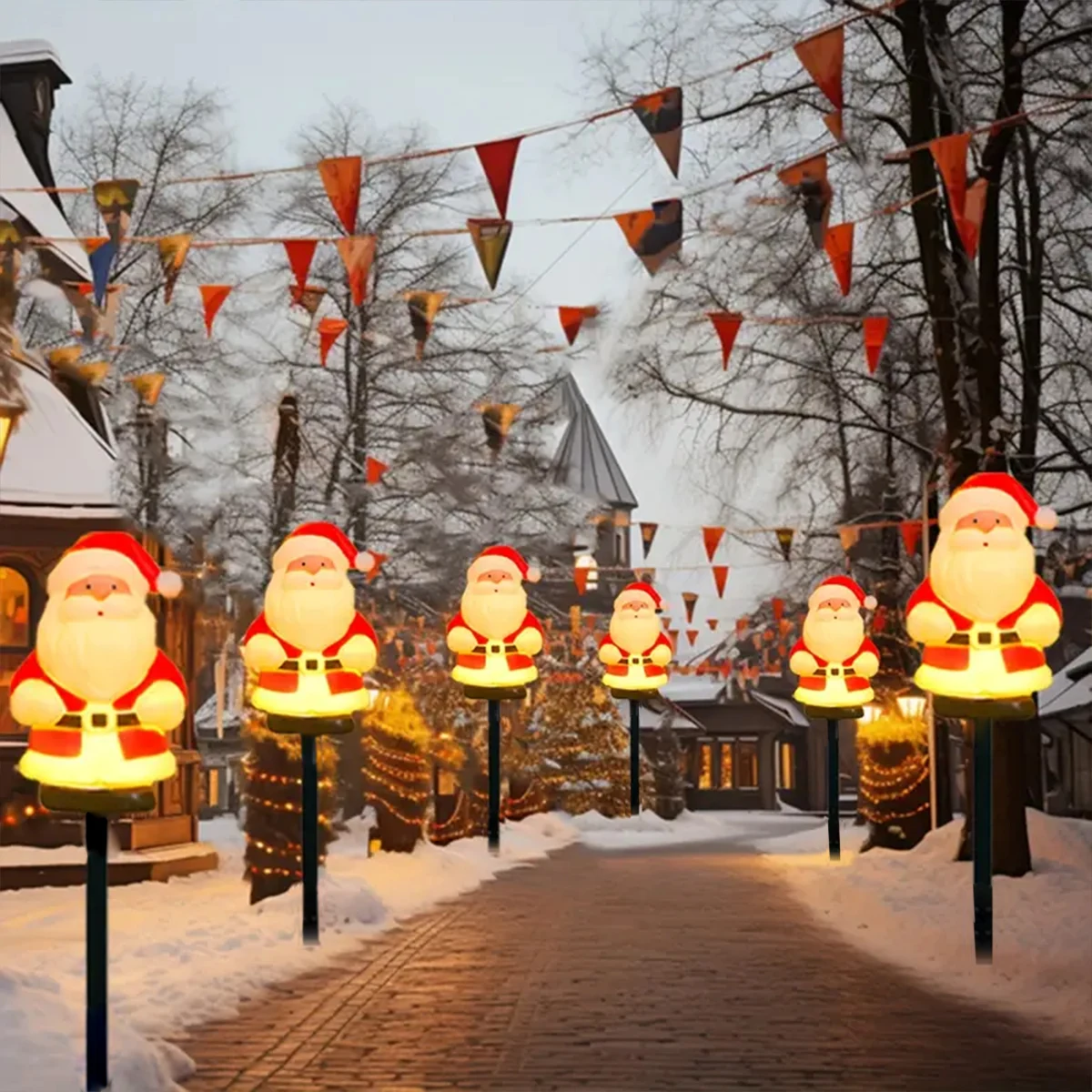 5 قطعة/الحزمة الشمسية عيد الميلاد حديقة حصة أضواء في الهواء الطلق مقاوم للماء الشمسية سانتا مسار أضواء لحديقة الحديقة مسار فناء ديكور