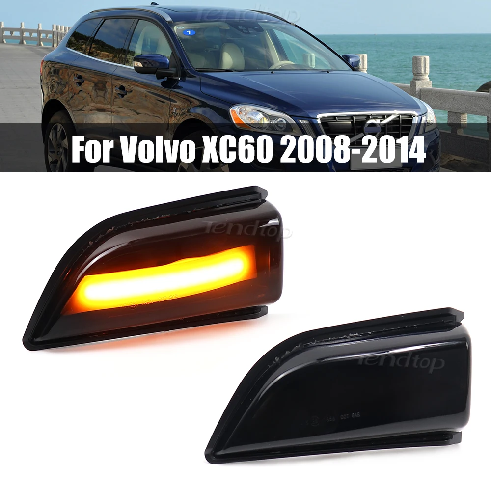 

2 шт. для Volvo XC60 2008 2009 2010 2011 2012-2014 динамические янтарные указатели поворота, индикатор бокового зеркала, последовательная мигалка, лампа