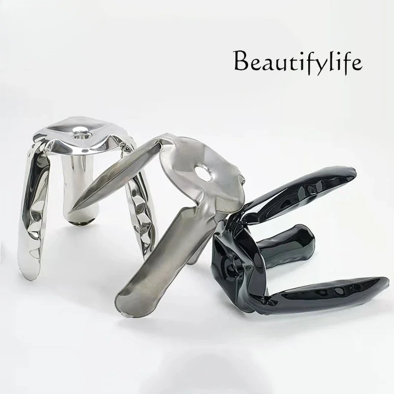X Creative Art Stainless Steel Collectibles Mirror Designer Dining Chair Bar Chair Sofa Stool Leisure Children's Chair