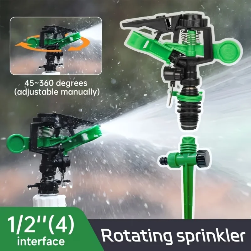 1pc 4-Point Plastic Adjustable Rocker Arm Sprinkler Head 360-Degree Automatic Rotating Sprinkler For Garden Lawn Irrigation