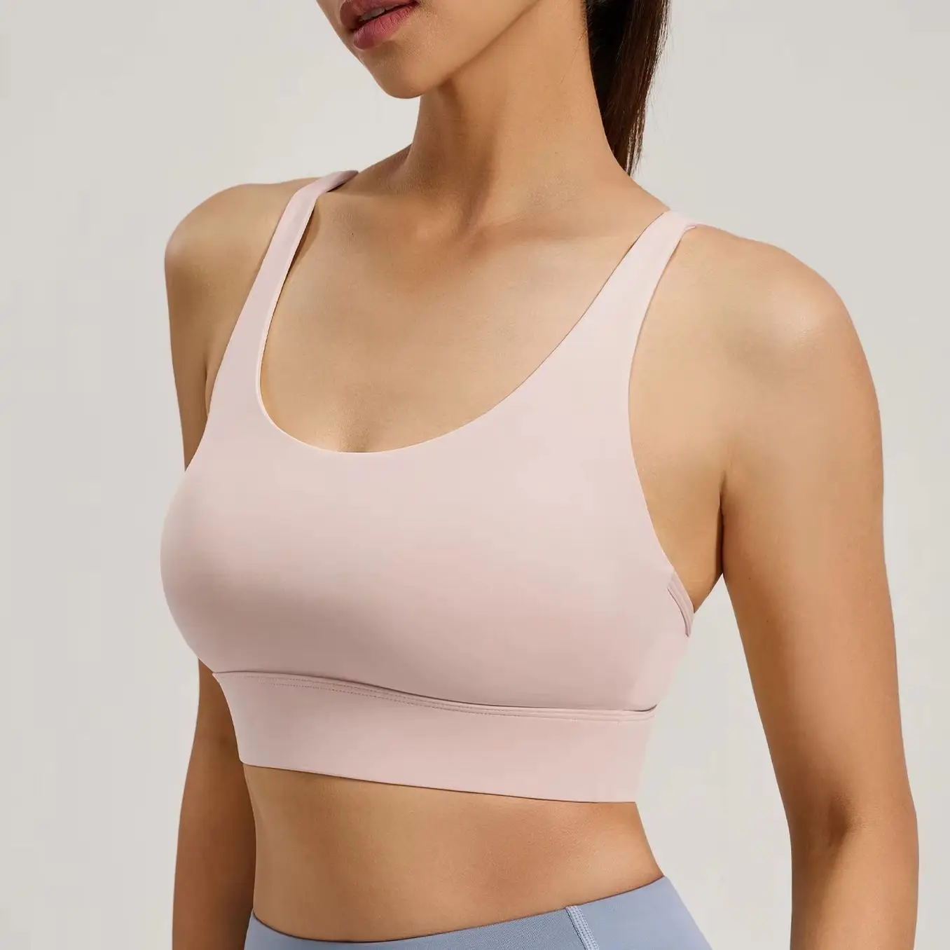 Women Sports Bras Medium Support Yoga Top Athletic Mesh Back Crisscross Straps Breathable Workout Gym Crop Tops