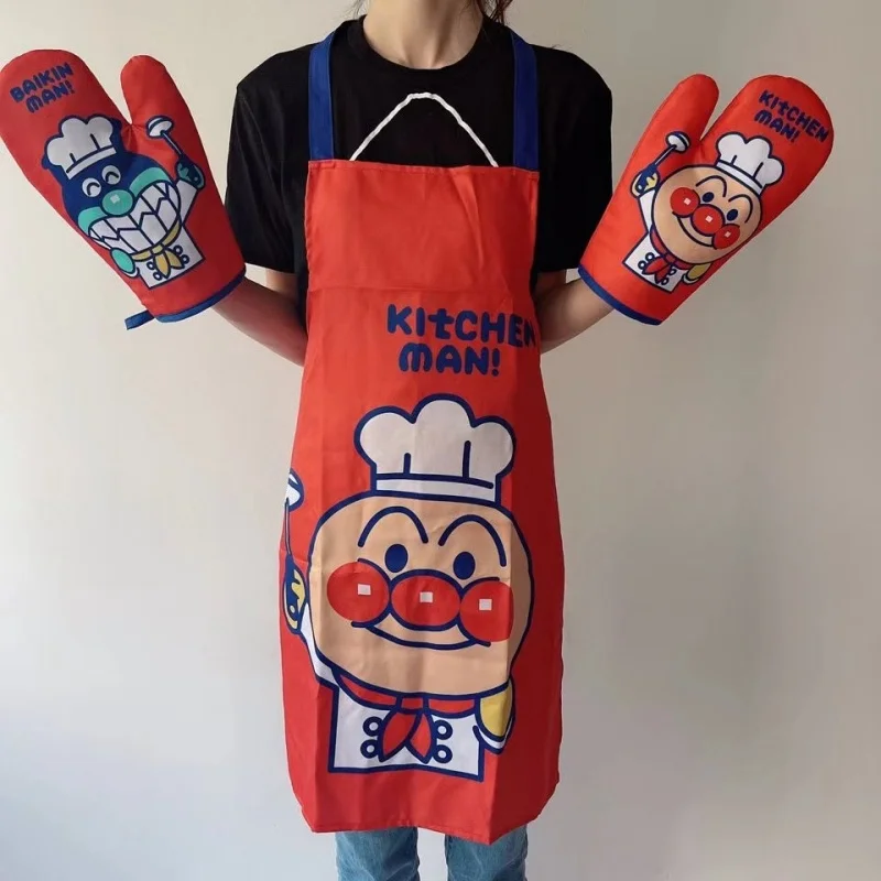 Anpanman Kitchen Apron Anime Anti Fouling Waterproof Adjustable Kawaii Aprons Kitchen Supplies Cute Cartoon Accessory Gift