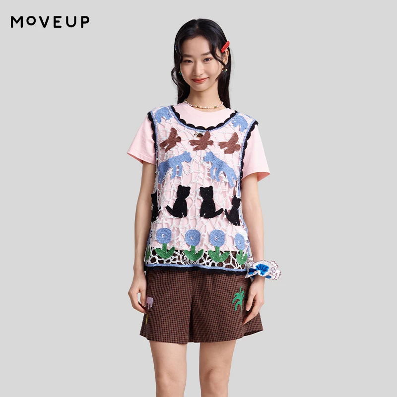 

MOVEUP Women's Crochet Vest 2026 Spring Animal Tulip Crochet Sleeveless Top Scalloped Edge Hollow-out Knitted Vest 3ELC31003