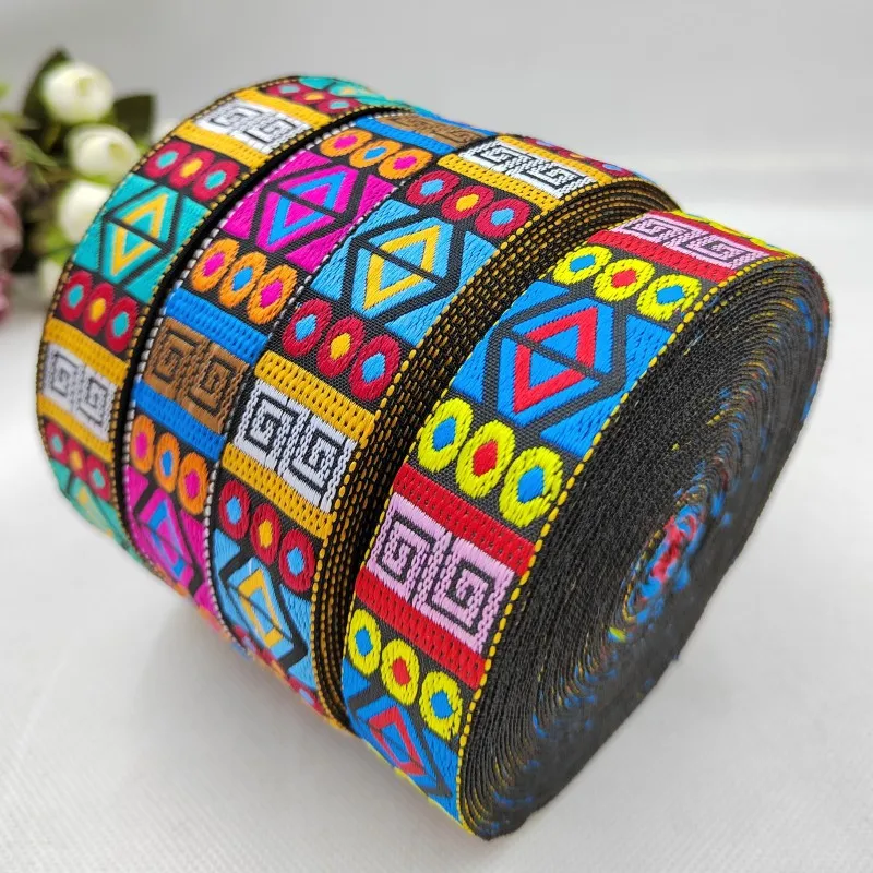 10 yardas, 26mm, 1 pulgada, bordado hecho a mano, adorno de encaje, cinta Jacquard tejida, moda Retro para correas de bolso, funda de almohada con cuello