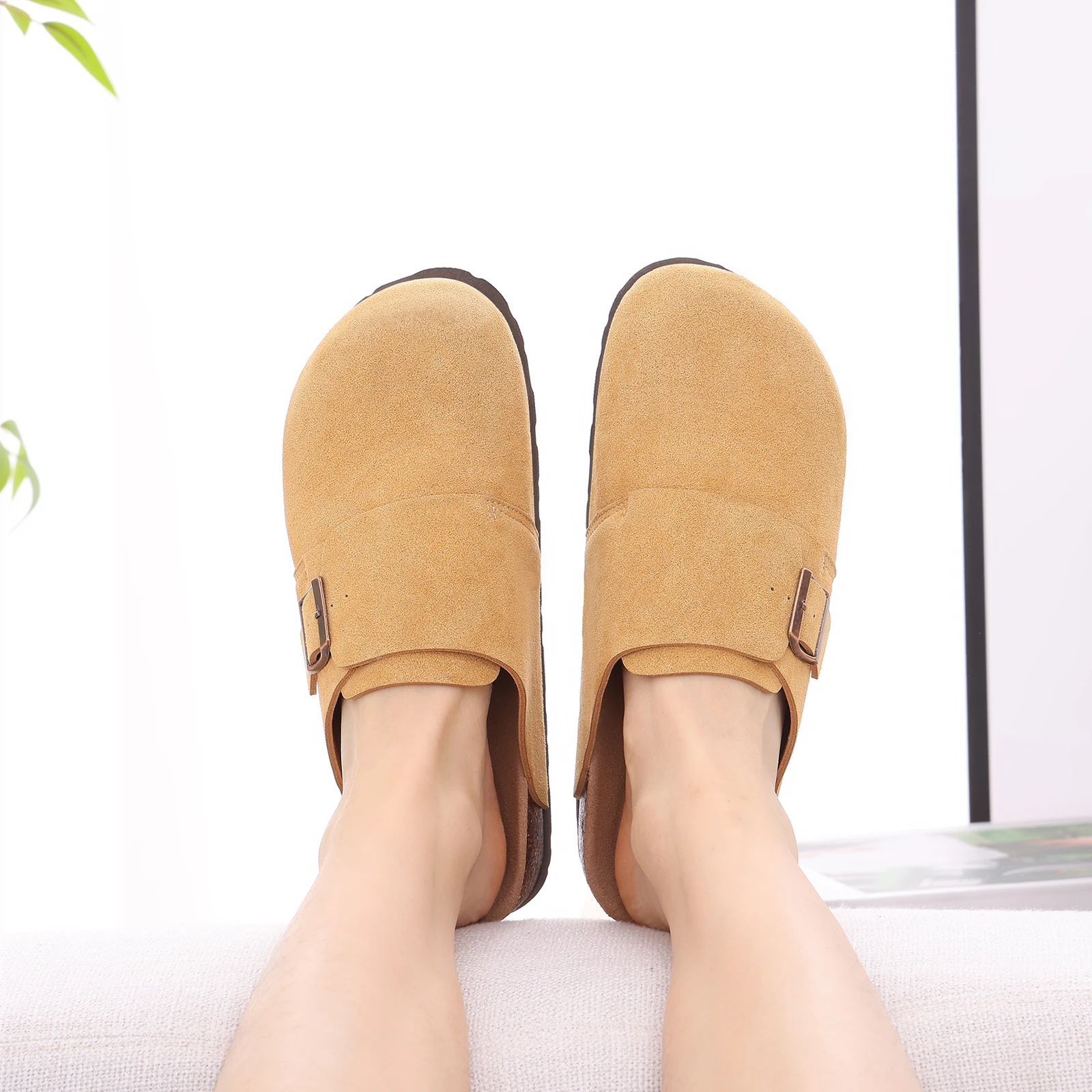 Gacimy Women's Cork Clogs – Fashionable Cow Suede Mules With Arch Support, CozyCork Insole, Outdoor Beach Shoes_voghion.com