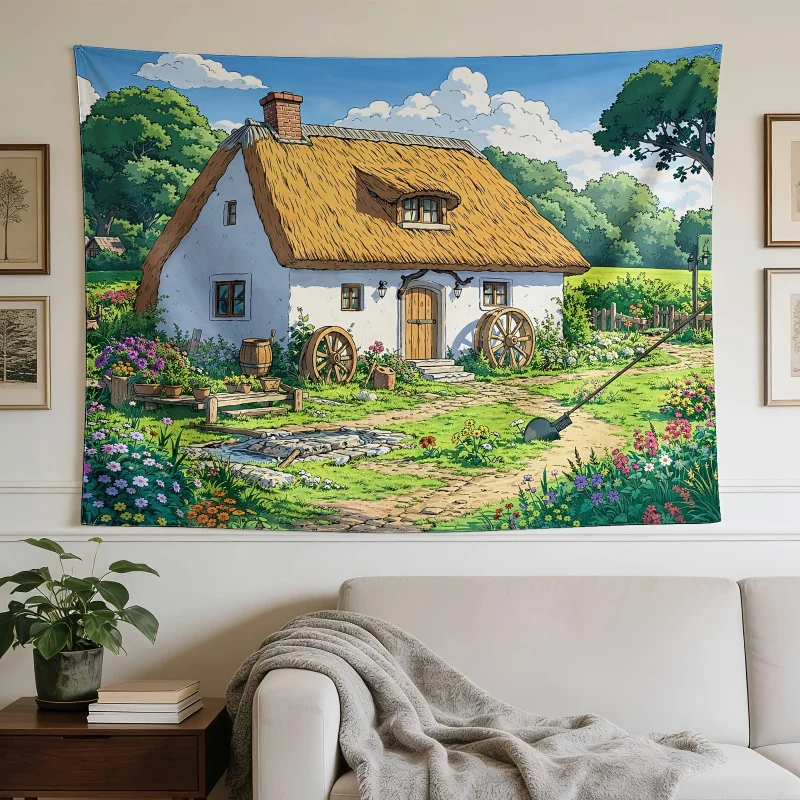Rural Scenery Tapestry Decoration Dormitory Bedroom Farmhouse Polyester Fiber Wall Hanging Home Wall Decoration