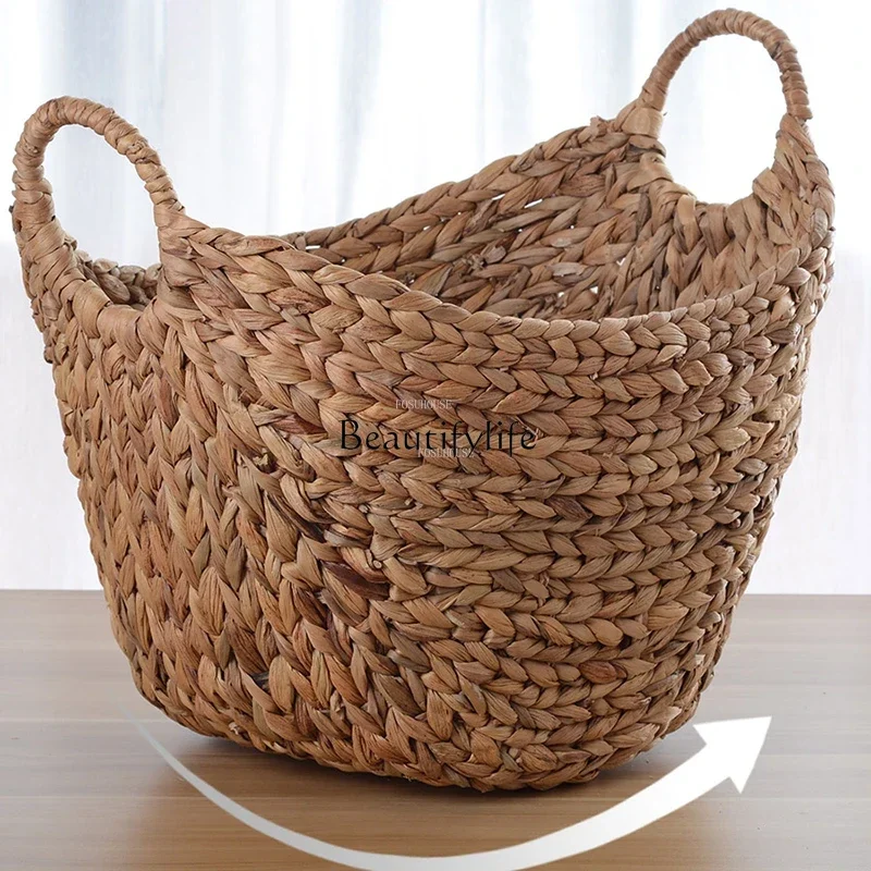

Creative Rattan Laundry Baskets with Handle Dirty Laundry Basket Home Woven Storage Basket Nordic