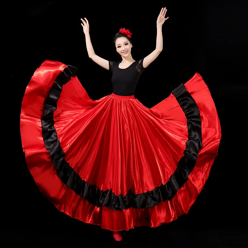 Gonna altalena da ballo con apertura per donna adulta Pratica uniforme da performance sul palco di tore in stile flamenco 2025