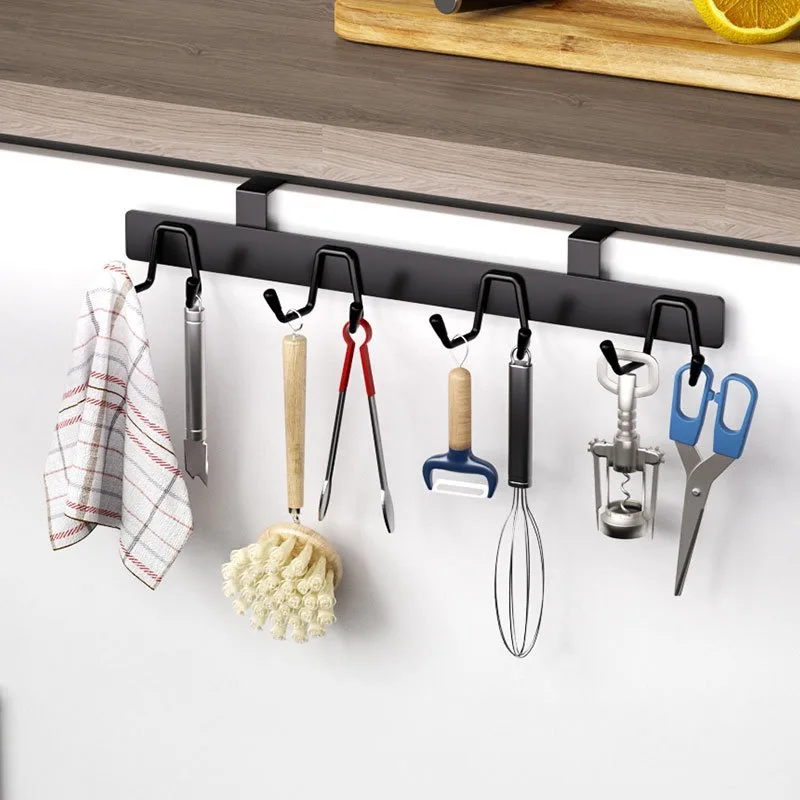 

Wall Mounted Hooks Rack Kitchen Organizer Utensils Knife Holder Cutting Board Spoon Lid Storage Bathroom Towel Robe Coat Hangers