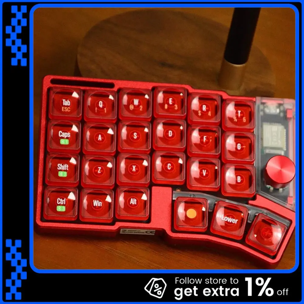 

Jezail Funder Cornix Split Keyboard Dual Mode Low Profile CNC Aluminum Case With Knob Wireless Mechanical Keyboard Support Vial