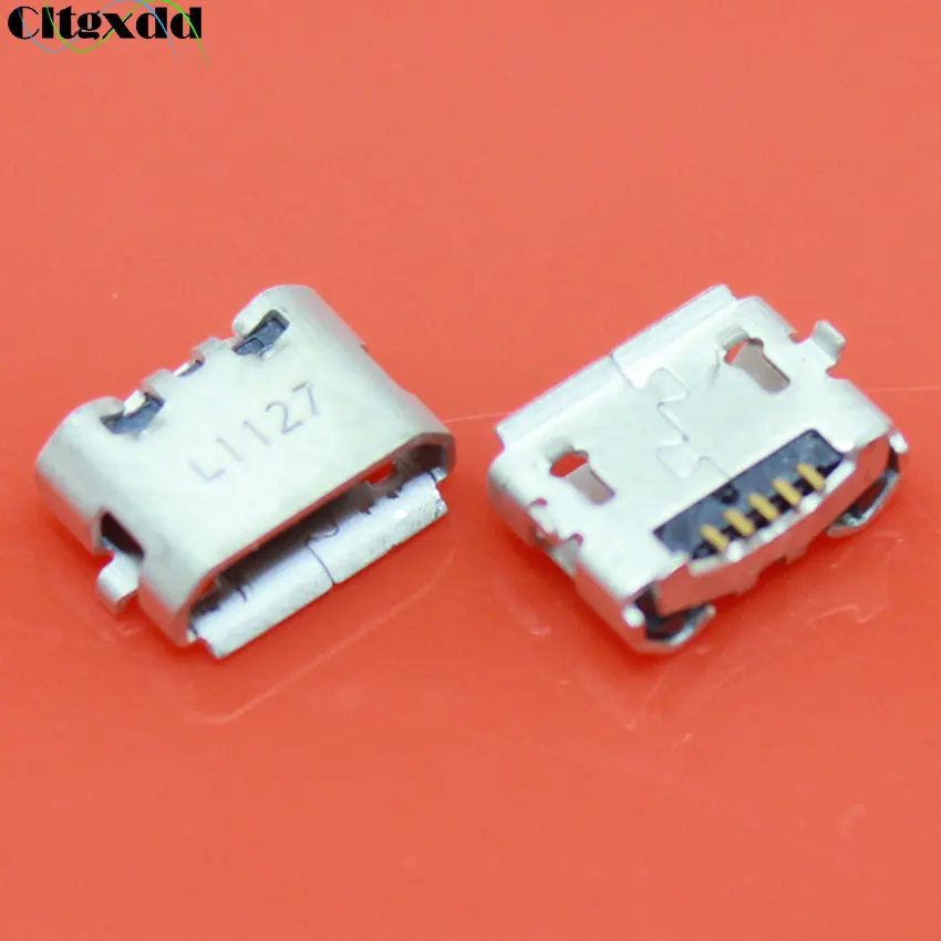 10pcs Micro USB Connector 5pin Jack Female Socket Ox Horn Edge Curl Type B Mobile Phone Tail Charging Tail Port Connector