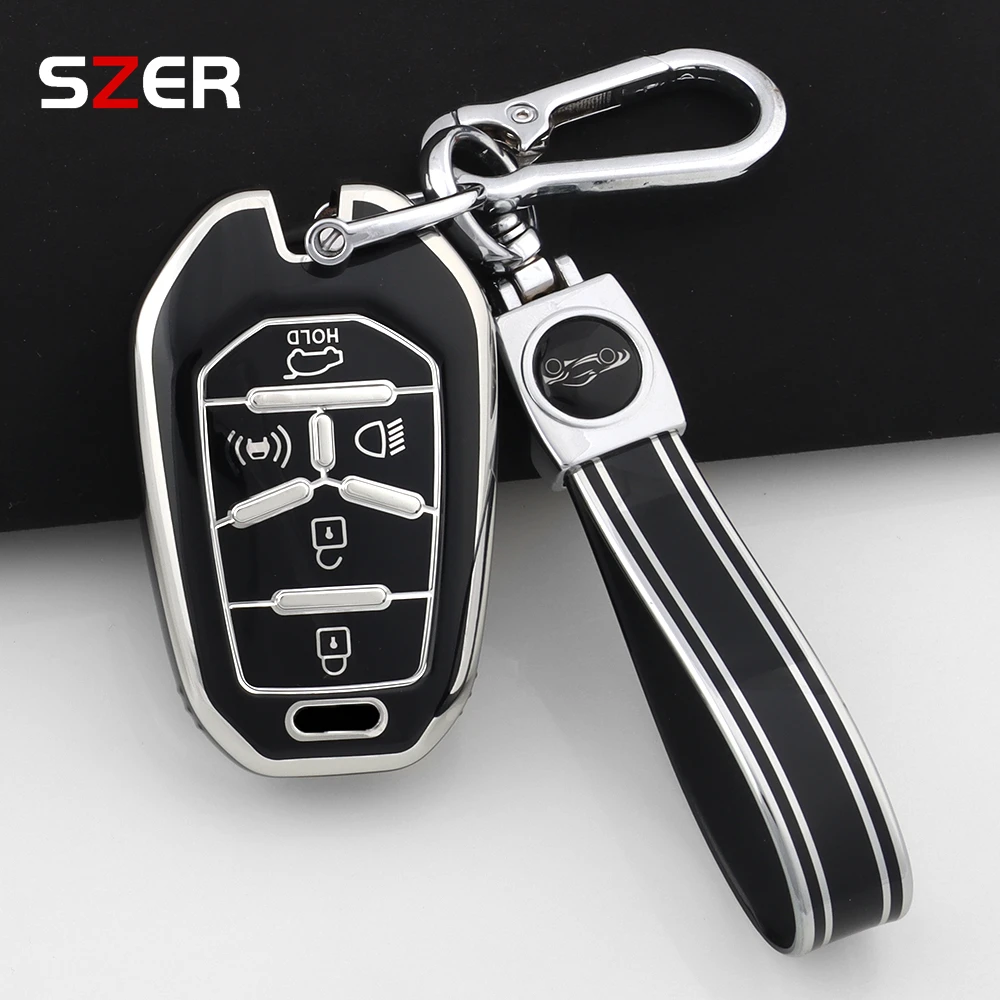 Funda para llave remota de coche de TPU de 5 botones, carcasa para Ssangyong Rexton Y400 Y450 G4, soporte protegido, accesorios para llavero sin llave