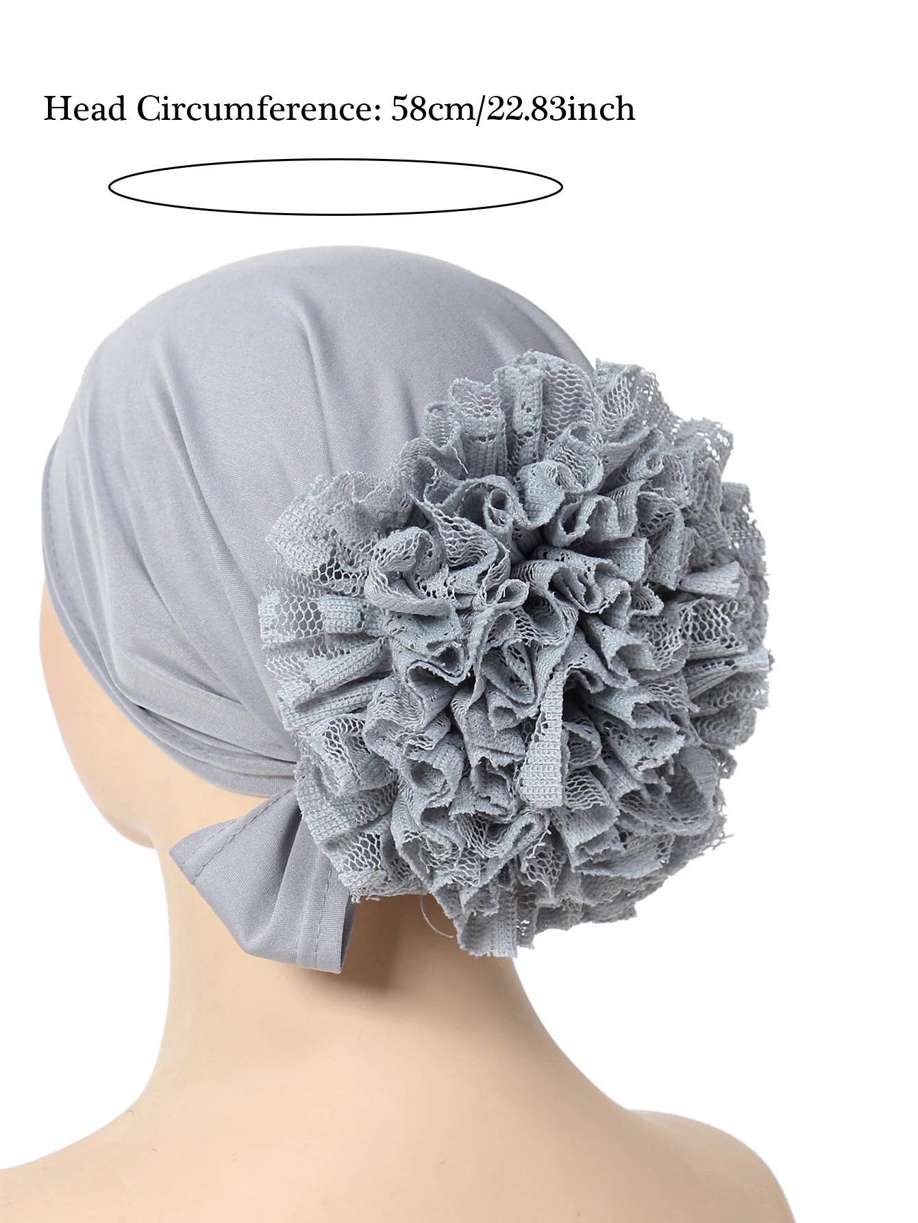 Fashionable Women\'s Solid Color Hijab Turban Flower Decor Ramadan Head Wrap Head Scarf Cap For Daily Life Multicolor Available