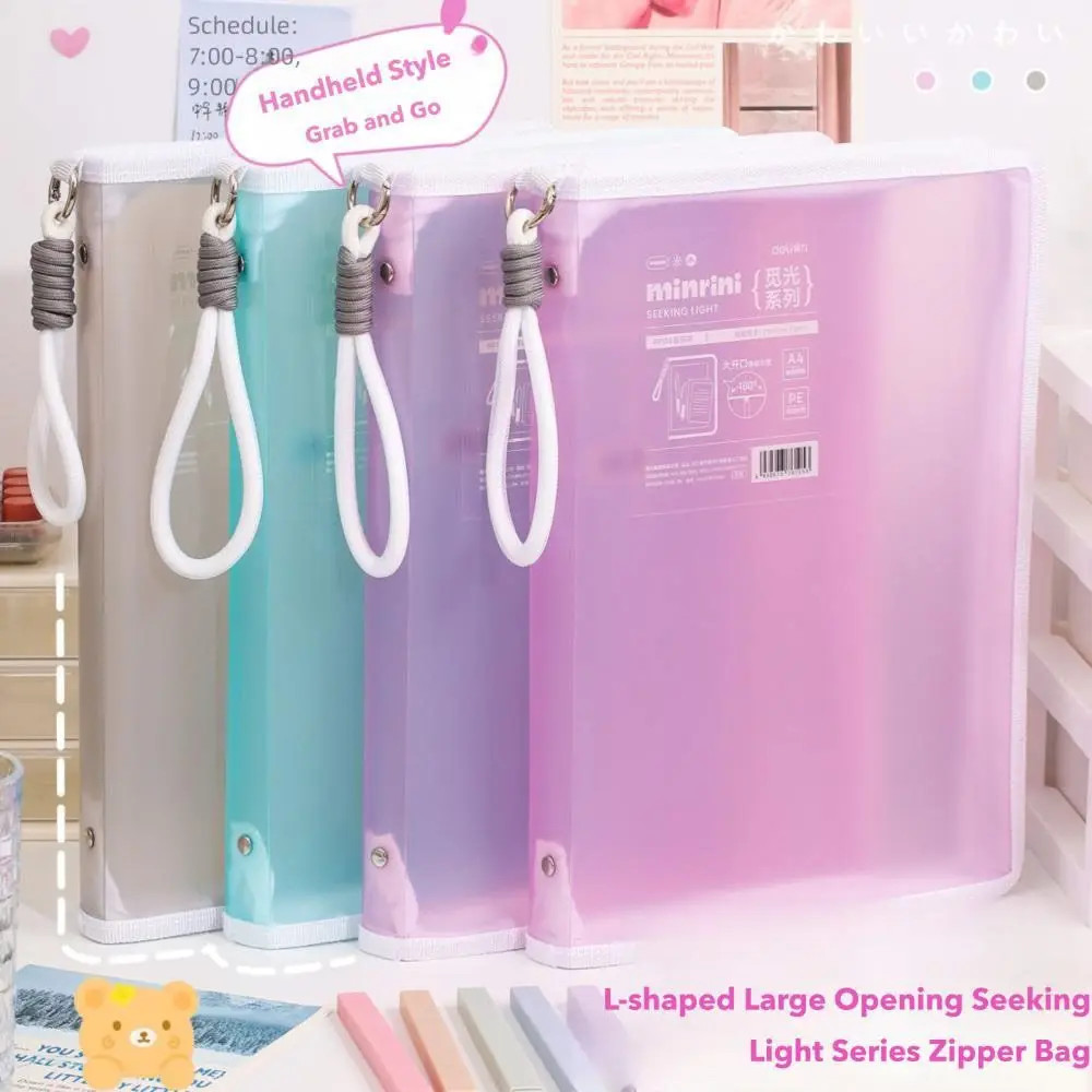 

Gifts Portable Colored File Bag A4 Student Stationery Students Folders Transparent Zipper Handbag