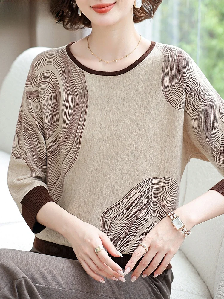 

Тонкий вязаный свитер Ele для женщин: модная базовая одежда для мам среднего и старшего возраста на весну-осень