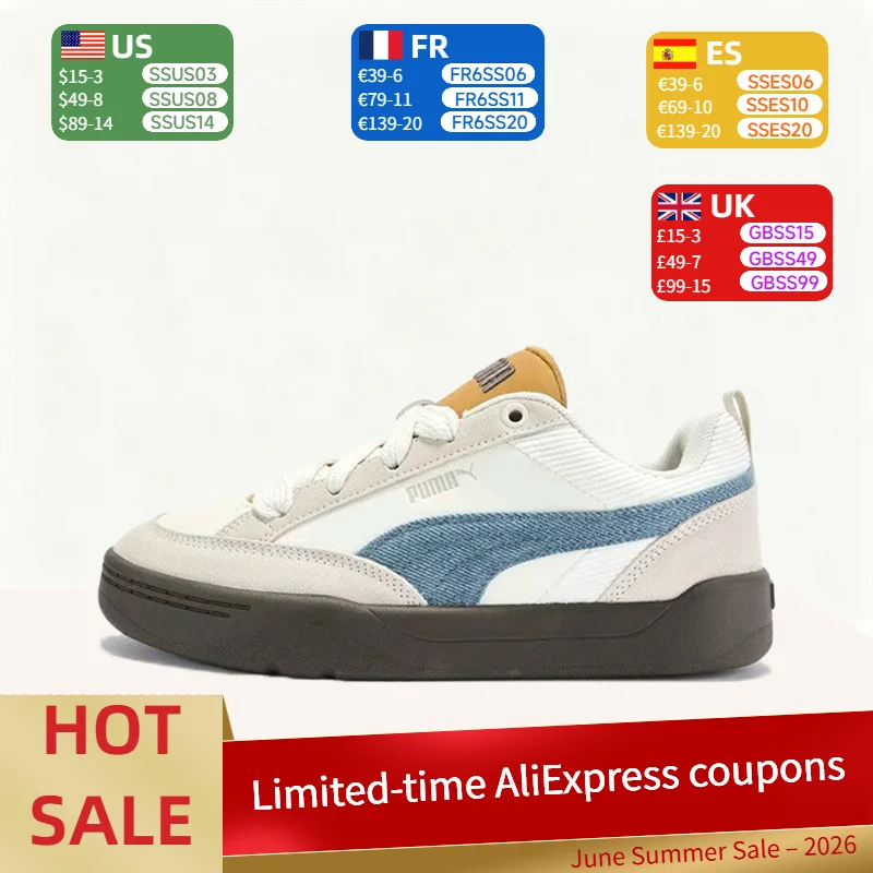 

PUMA Park Lifestyle OG Retro,Stylish,Versatile,Lightweight,Patchwork Design Low-Top Sneakers (Unisex) Gray,White, Blue 405264-01