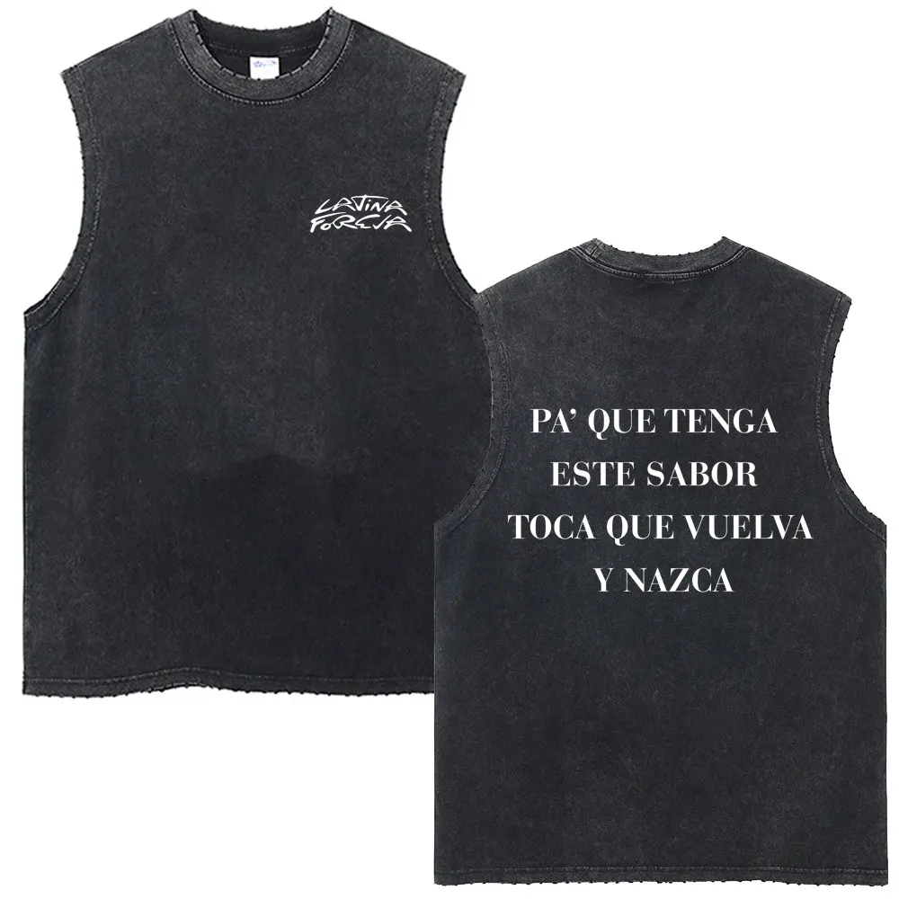 

Singer Karol G 2025 New Album Tropicoqueta Washed Tank Tops Men Women Fashion Y2K Oversized Sleeveless Vest Male Hip Hop T-shirt