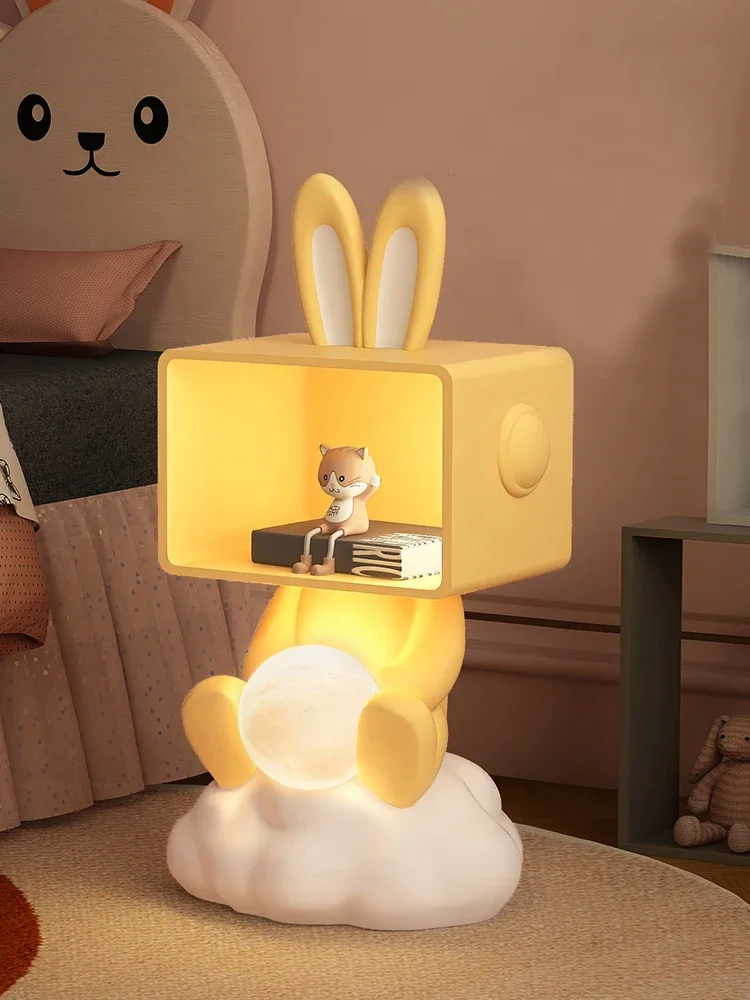 Creative Children's Room Bedside Table Small Storage Table Lamp Rabbit Girl Bedroom Cartoon Cute Modern Simple Girl