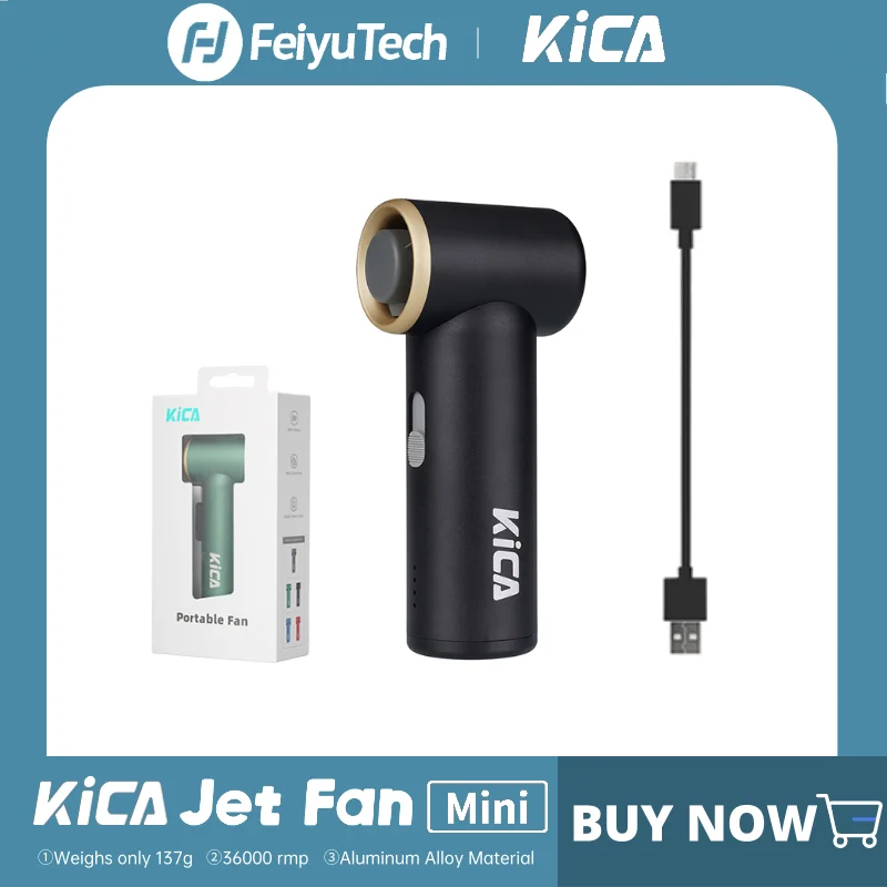 KiCA Portable JetFan-Mini Air Blower Pocket Turbo Fan Rechargeable 13-Hour Battery Life 36000rmp for Cooling, Dusting, Camping