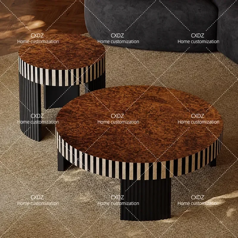 Medieval Graffiti Art Coffee Table for Living Room Light Luxury High End Creative Fashionable Home Furniture Combination