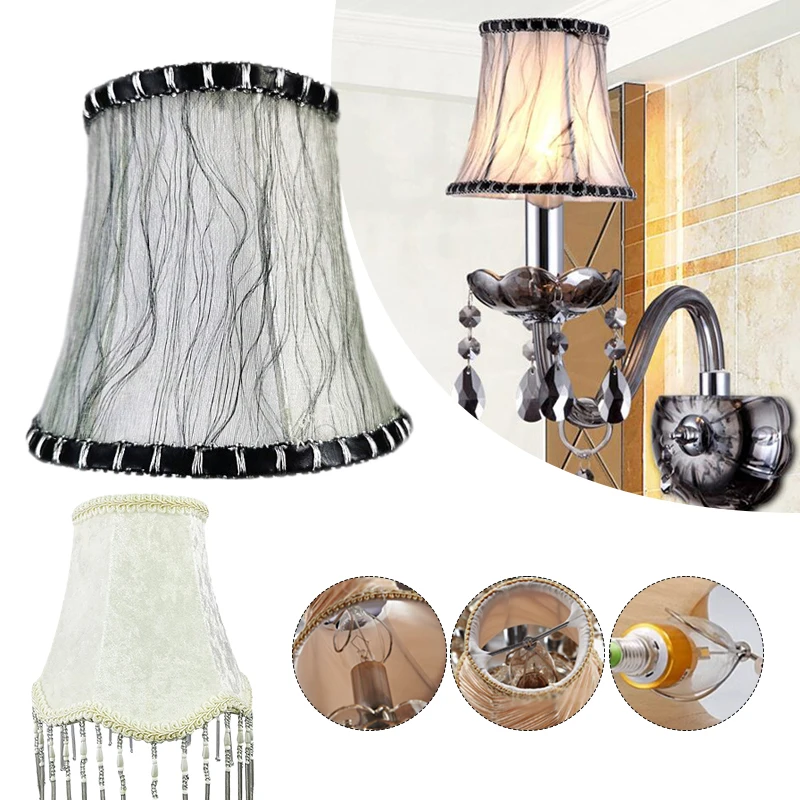 European Retro Style Chandelier Lamp Shade Cloth Wall Lamp Shades Bedroom Bedside Home Decor Clip Bulb Wall Lamp Cover E27/E14