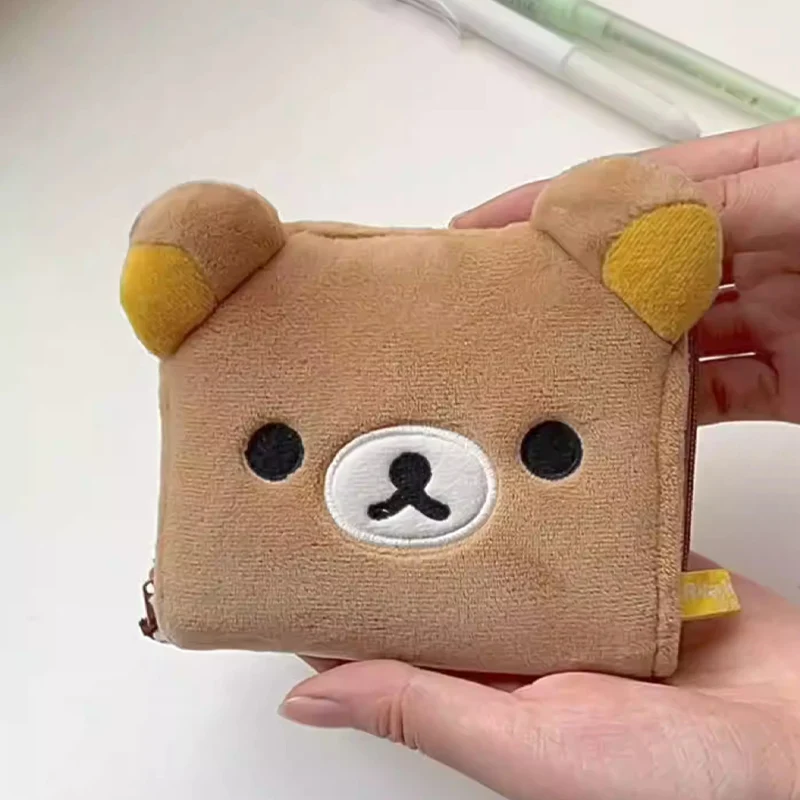 Rilakkuma плюшевый кошелек для монет, женский кошелек с медведем, милый кошелек, держатель для удостоверений личности, клатч, детский школьный дорожный карманный альбом, детский подарок
