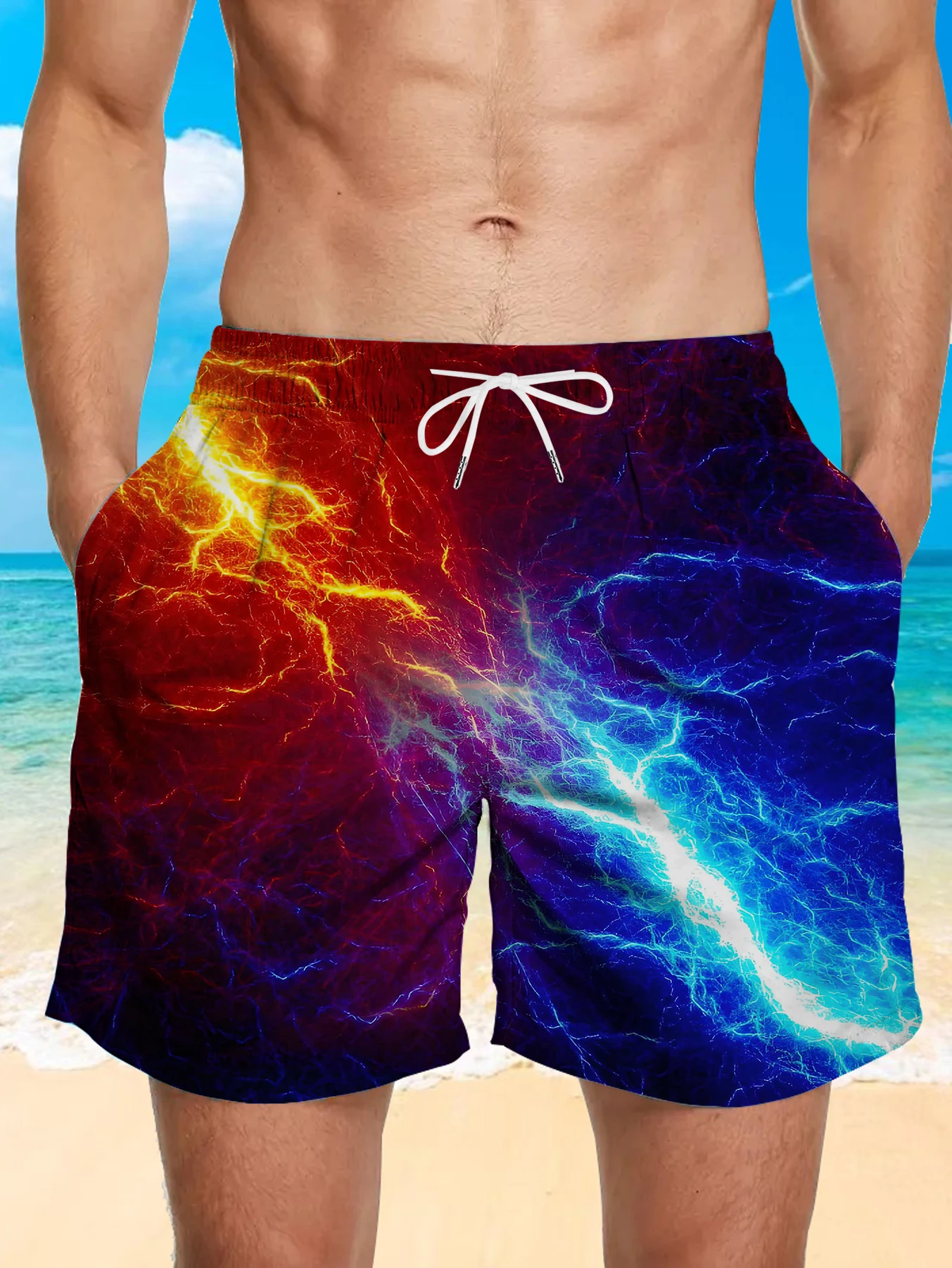 

Sports Quick Dry Polyester Shorts Men Full Print Digital Pattern Casual Swim Trunks