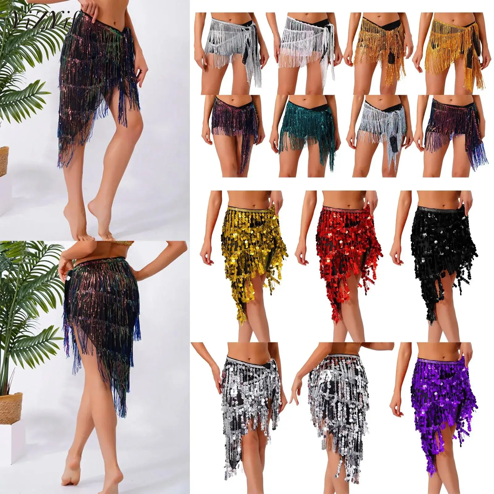 

New Belly Dance Costumes Sequins Tassel Indian Belly Dance Hip Scarf Girl Women Sexy Belly Dancing Belt Dancer Skirt