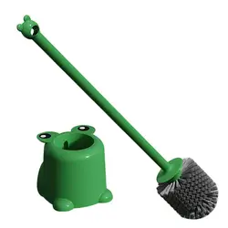 Plastic Soft Bristles Cleaning Brushes Green Frog Toilet Brush Long Handle Brush with Base Brush bathroom accessories