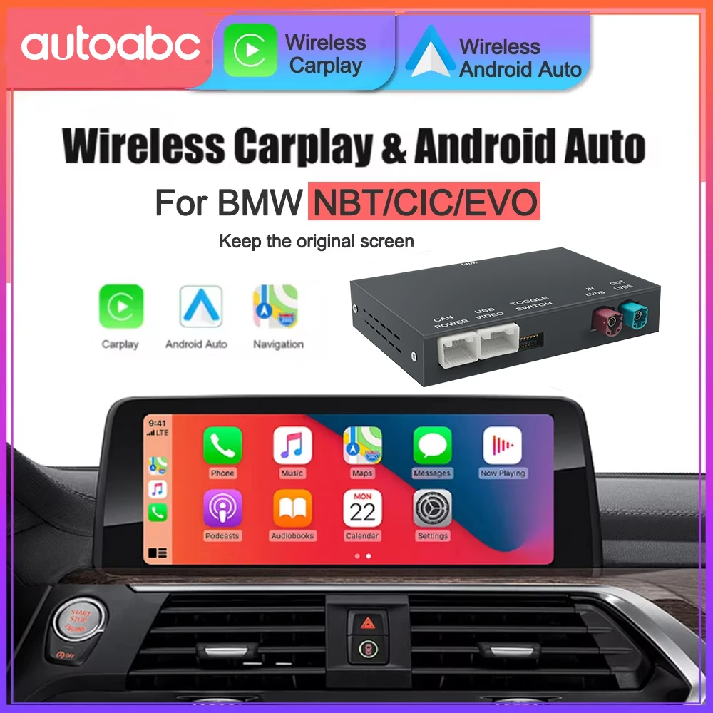 نظام CarPlay Android Auto اللاسلكي لسيارات BMW X5 E70 F15 X6 E71 EVO BNT CIC مع وظائف AirPlay تدعم كاميرا الرؤية الخلفية