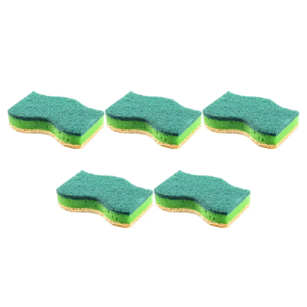 

5Pcs Dish Sponge Double-Sided Kitchen Cleaning Scrub Pads Wood Pulp Multi-Use Cleaning Sponges for Dishes Kitchen Bathroom Stove