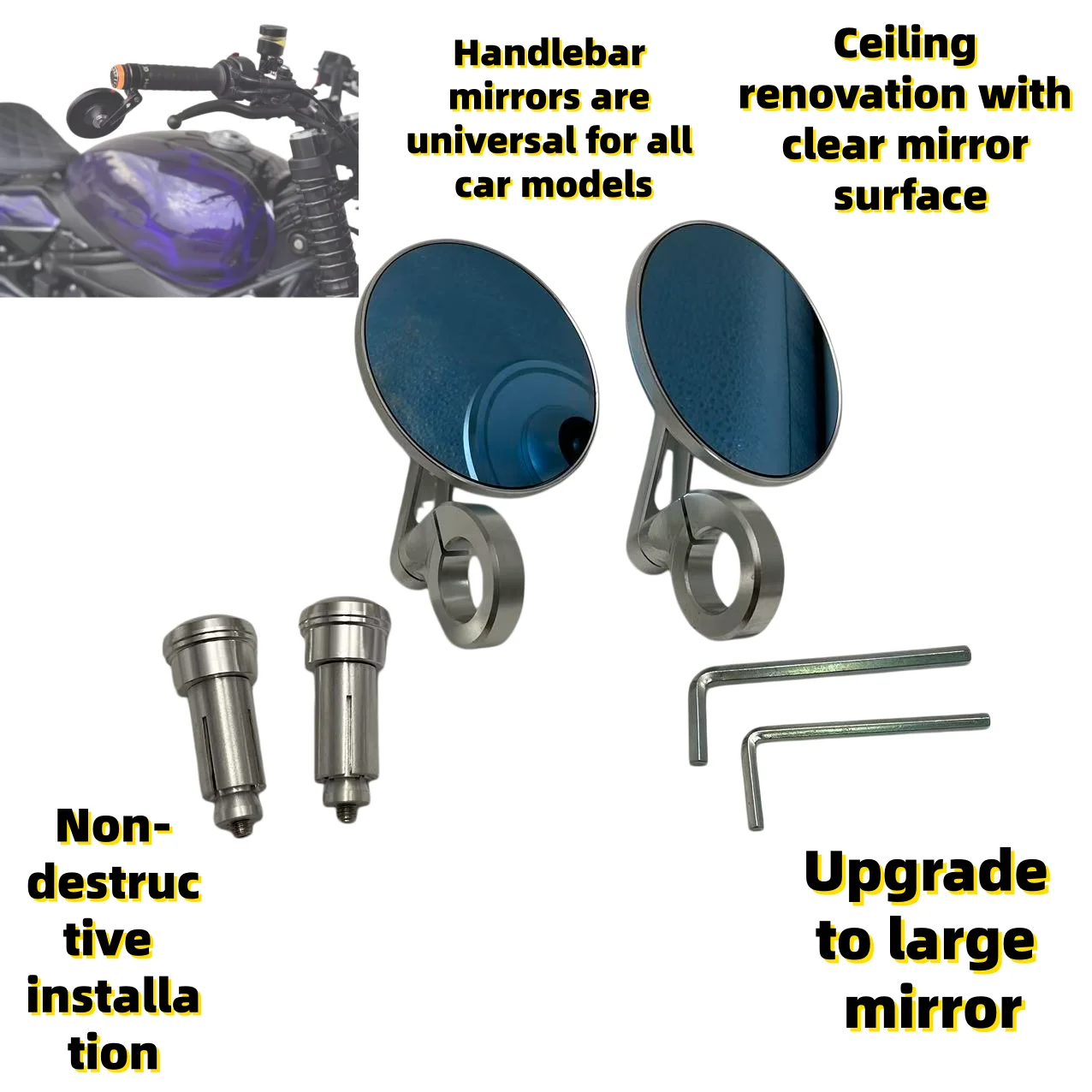 Universal motorcycle handlebar rearview mirror motorcycle accessories motorcycle handlebar universal round convex mirror